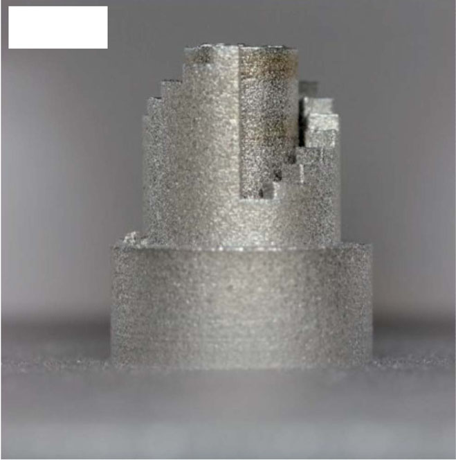 Photograph of an LPBF staircase test specimen.
