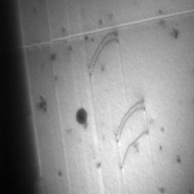 Real experimental TEM image with dislocation lines.